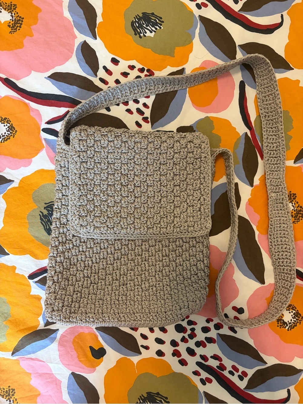 The Sak - Crochet Crossbody Bag in Grey/Taupe